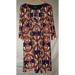 K Studio Collection Retro Print Floral Midi Long Flutter Sleeves Dress Size‎ 10